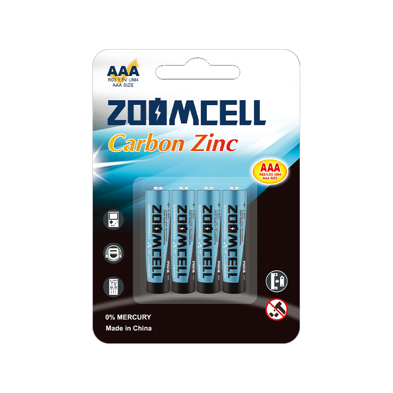 Baterías ultraduraderas de zinc y carbono R03 UM4 AAA de 1,5 V para linternas y radios