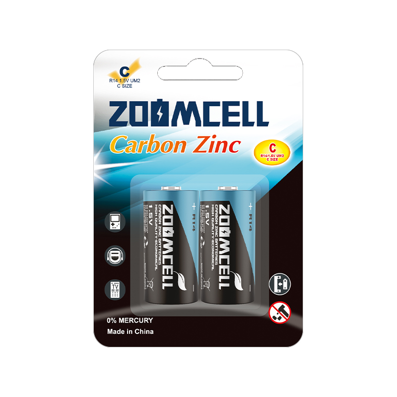 Baterías de zinc y carbono R14 UM2 C de 1,5 V para dispositivos de bajo consumo